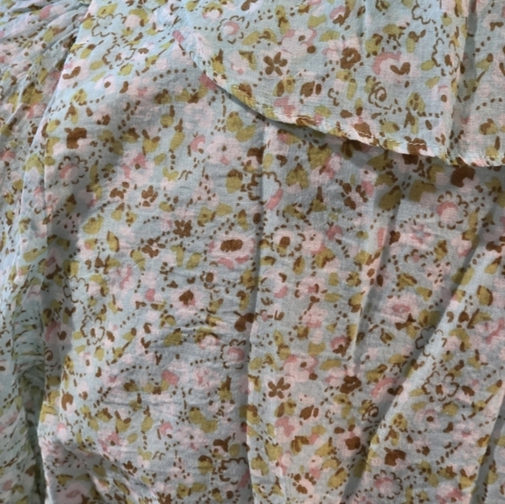 1 STATE Womens Blouse Floral Print Ruffle V Neck Short Sleeve Peplum Top M - Picture 5 of 7